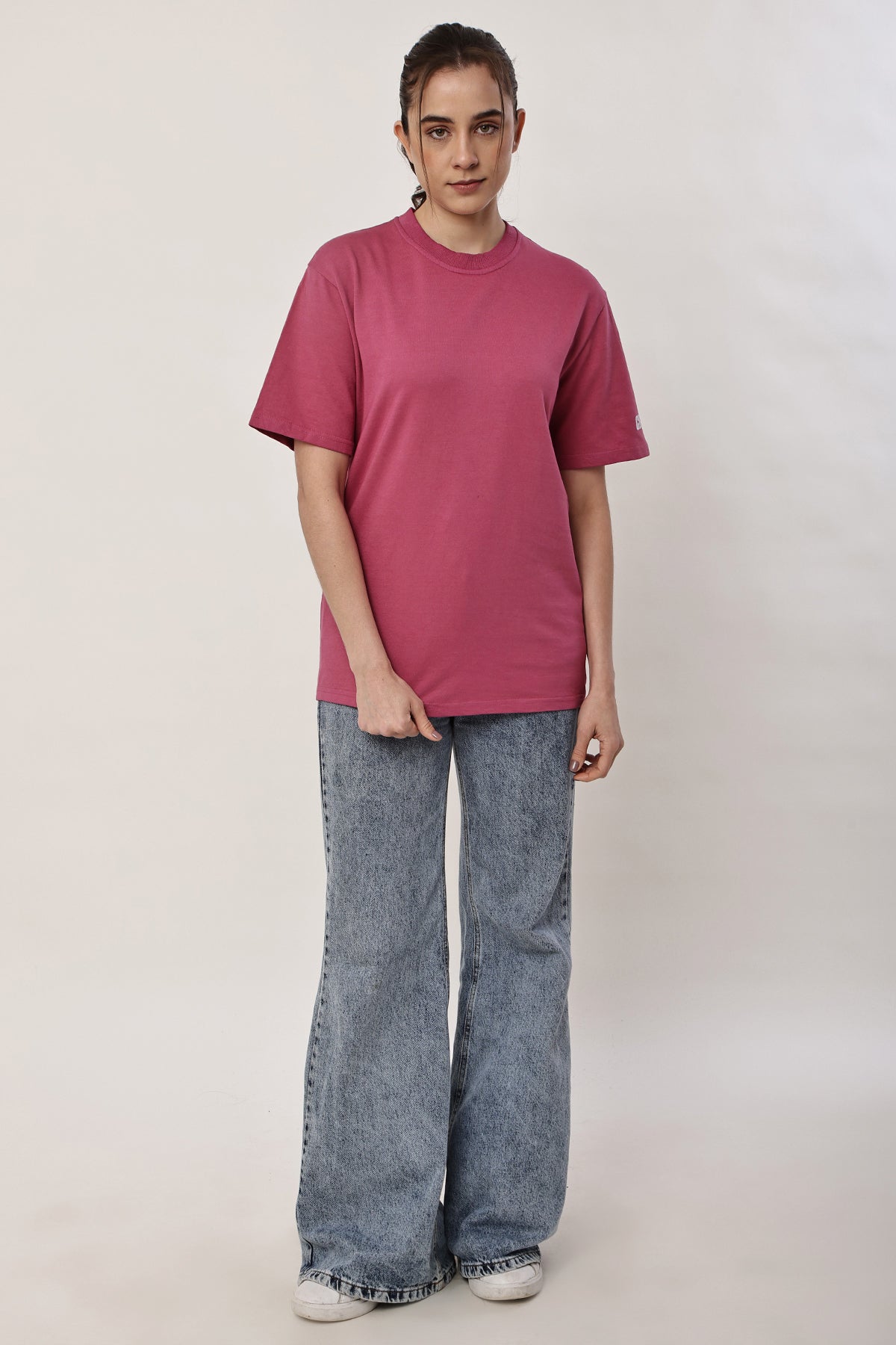Magenta Solid WOMENS Oversized T-Shirt