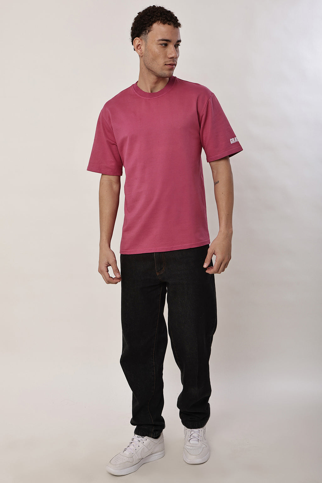 Magenta Solid MENS Oversized T-Shirt - GRAVELLO