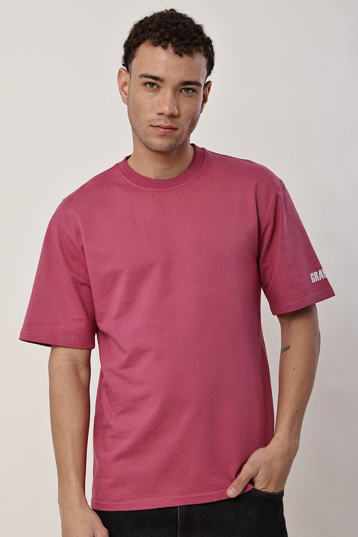 Magenta Solid MENS Oversized T-Shirt