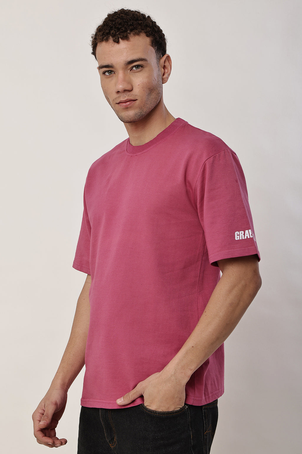 Magenta Solid MENS Oversized T-Shirt - GRAVELLO