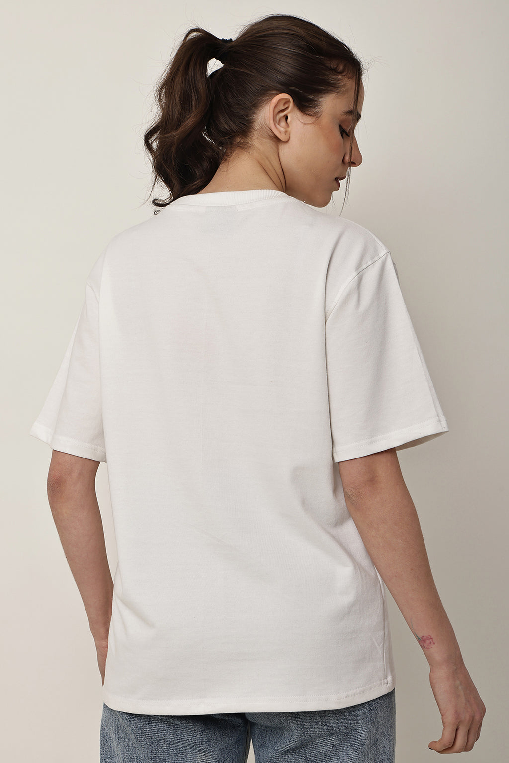 White Solid WOMENS Oversized T-Shirt - GRAVELLO
