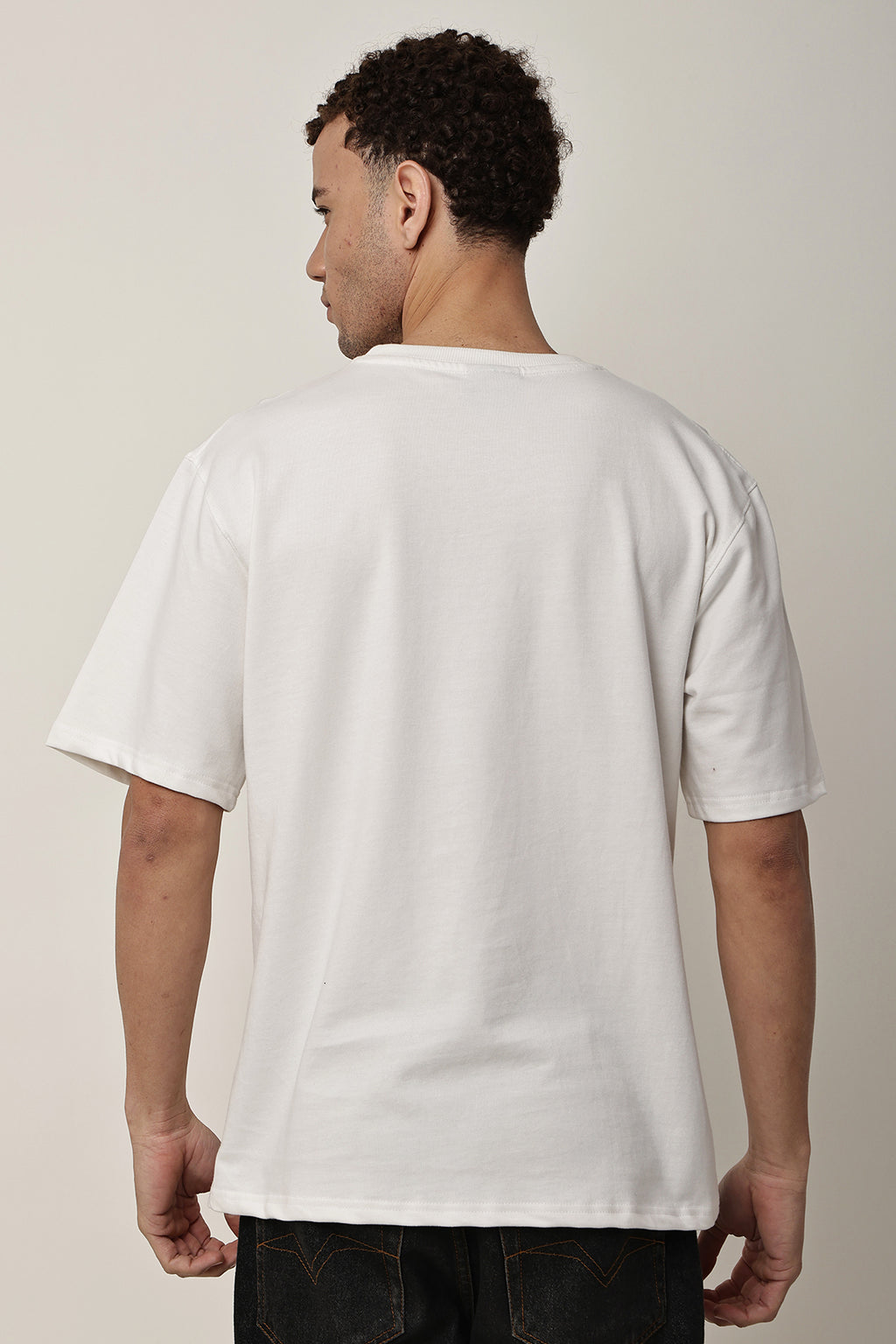 White Solid MENS Oversized T-Shirt - GRAVELLO