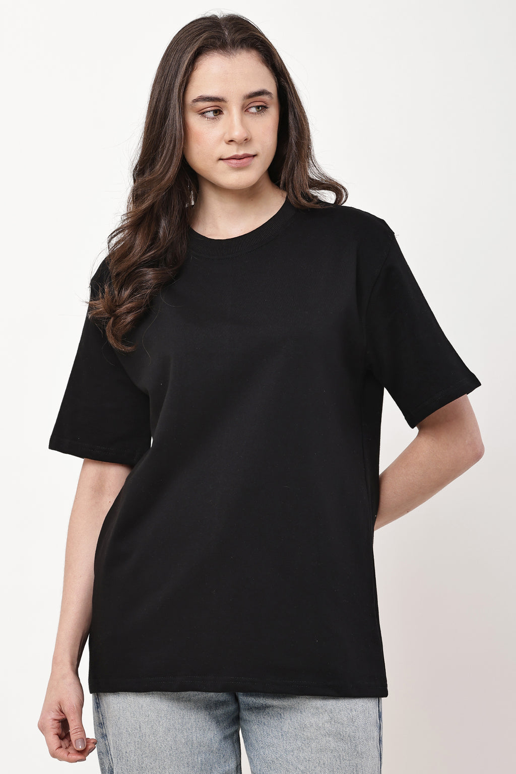 Black Solid WOMENS Oversized T-Shirt - GRAVELLO