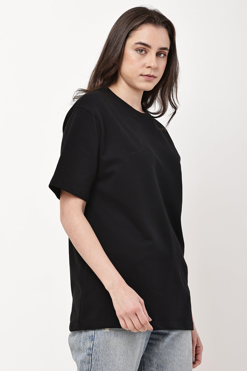 Black Solid WOMENS Oversized T-Shirt - GRAVELLO