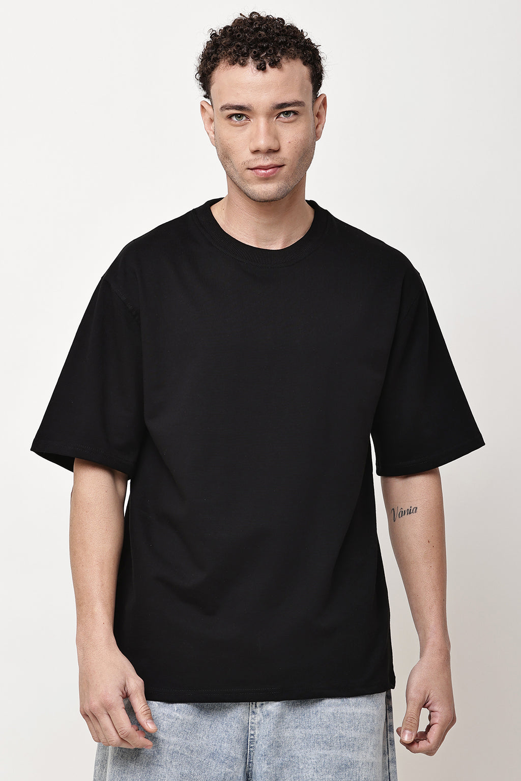 Black Solid MENS Oversized T-Shirt - GRAVELLO