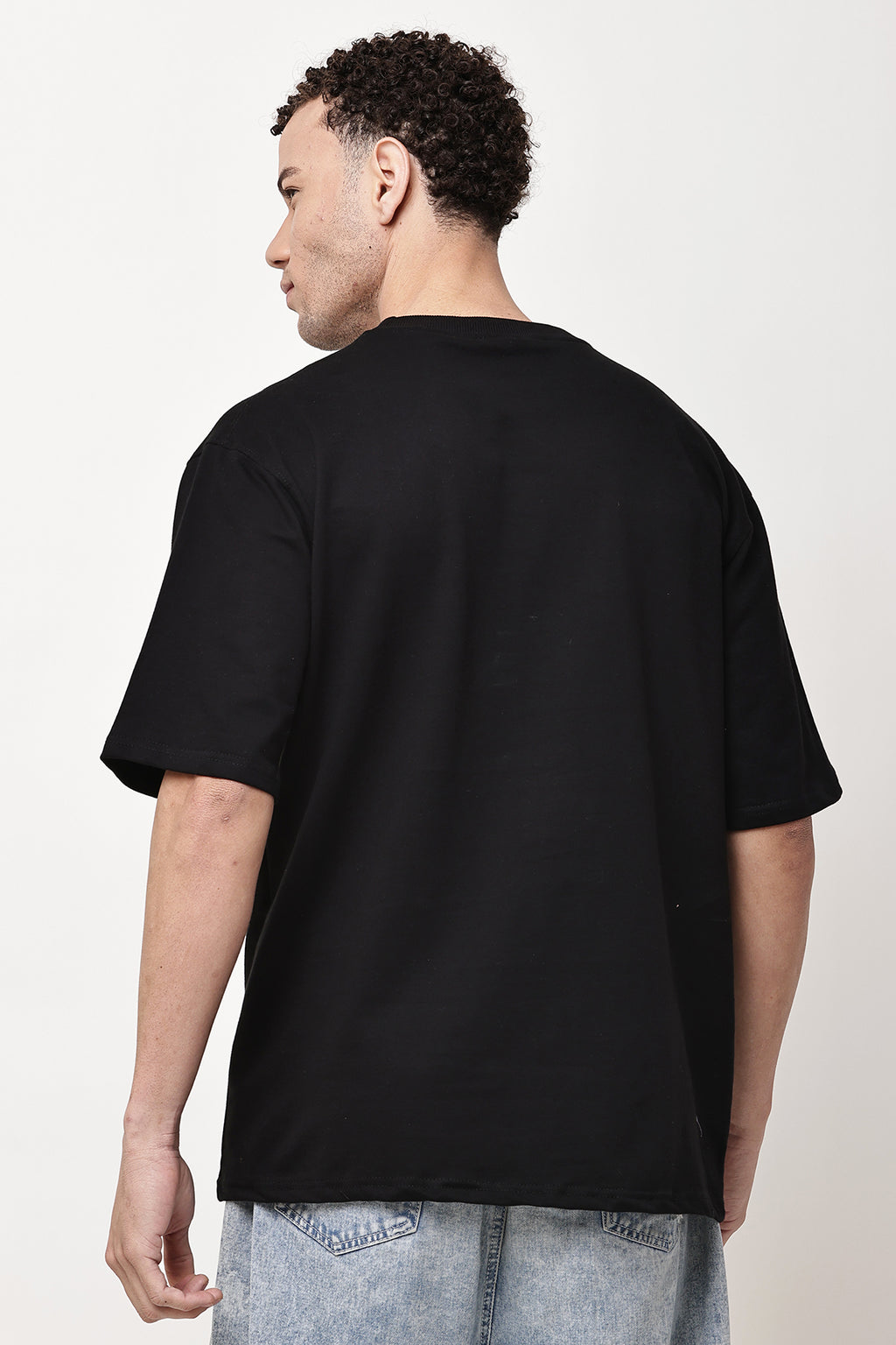Black Solid MENS Oversized T-Shirt - GRAVELLO