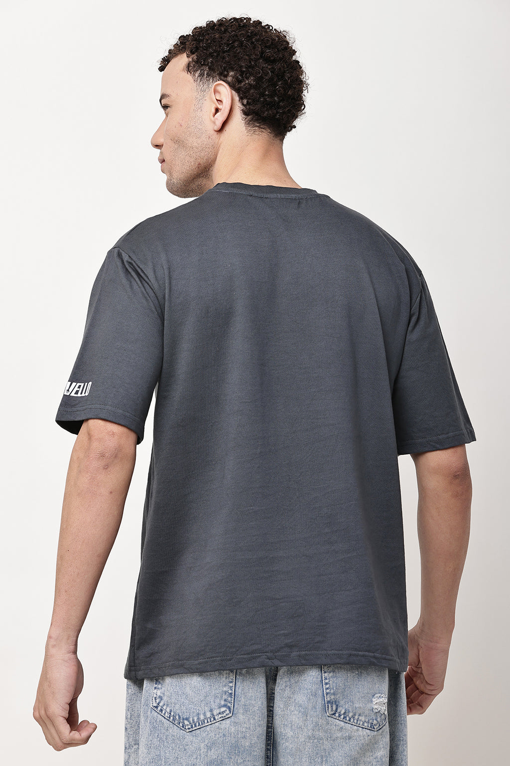 Grey Solid MENS Oversized T-Shirt - GRAVELLO