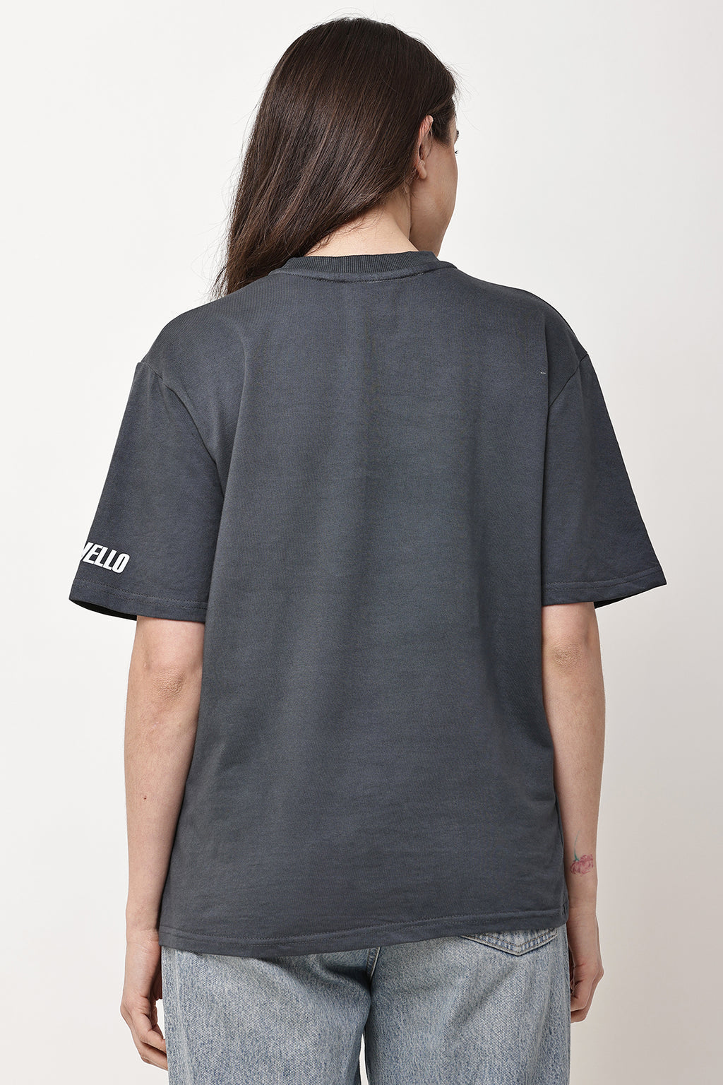 Grey Solid WOMENS Oversized T-Shirt - GRAVELLO