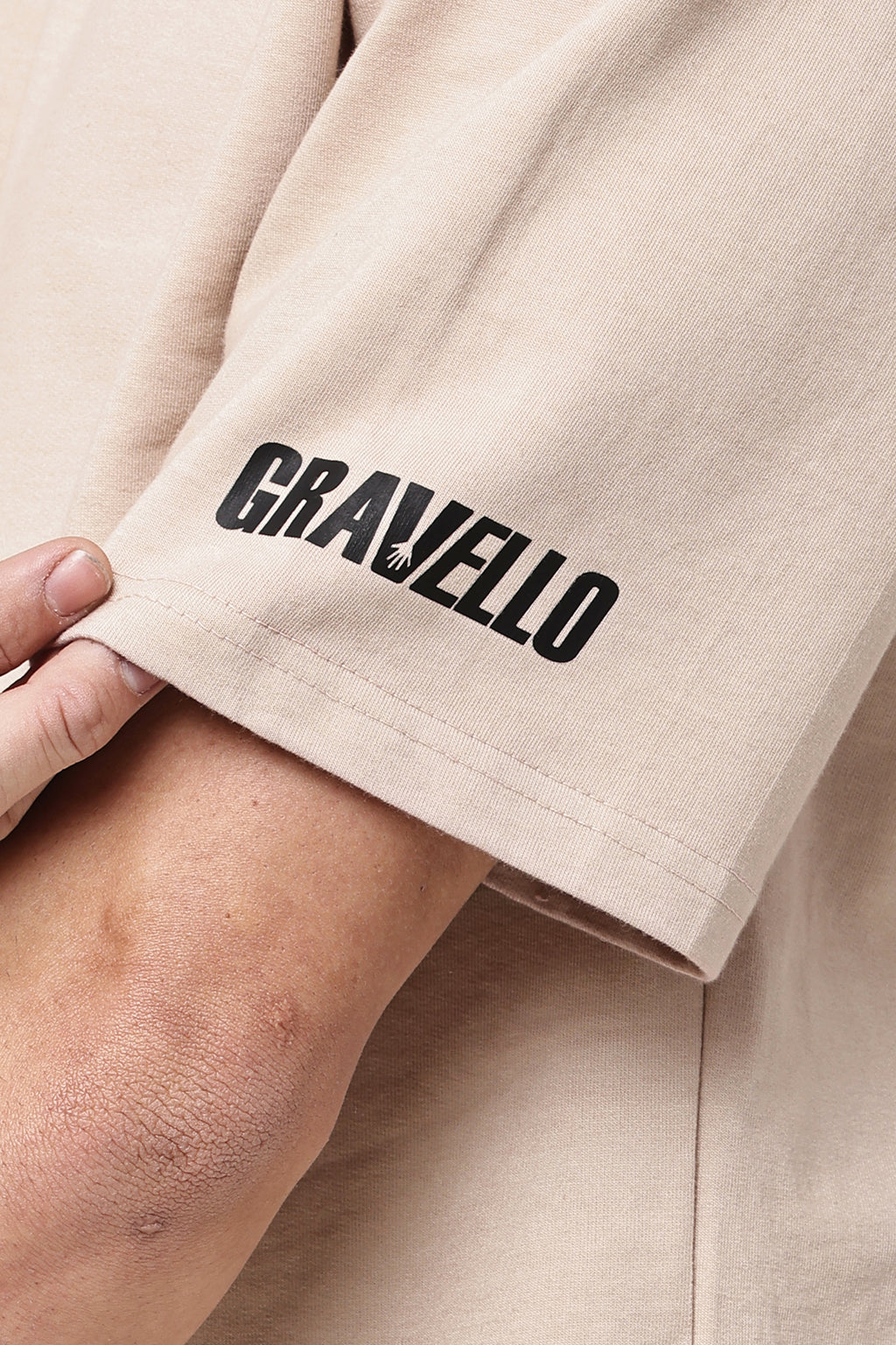 Beige Solid MENS Oversized T-Shirt - GRAVELLO