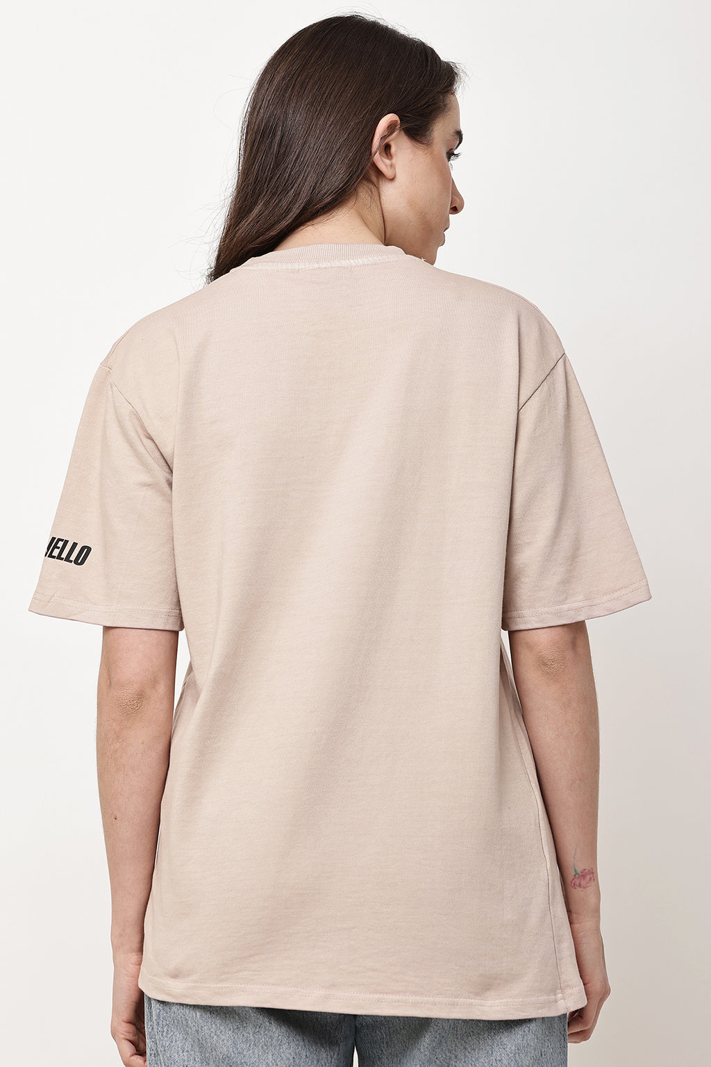 Beige Solid WOMENS Oversized T-Shirt - GRAVELLO