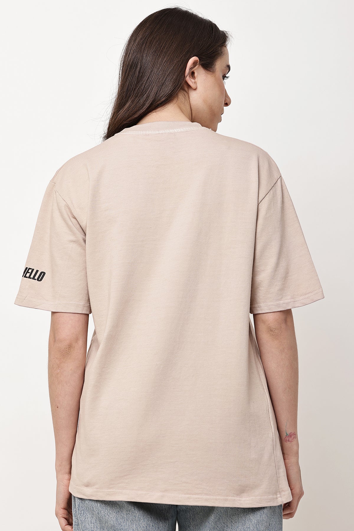Beige Solid WOMENS Oversized T-Shirt