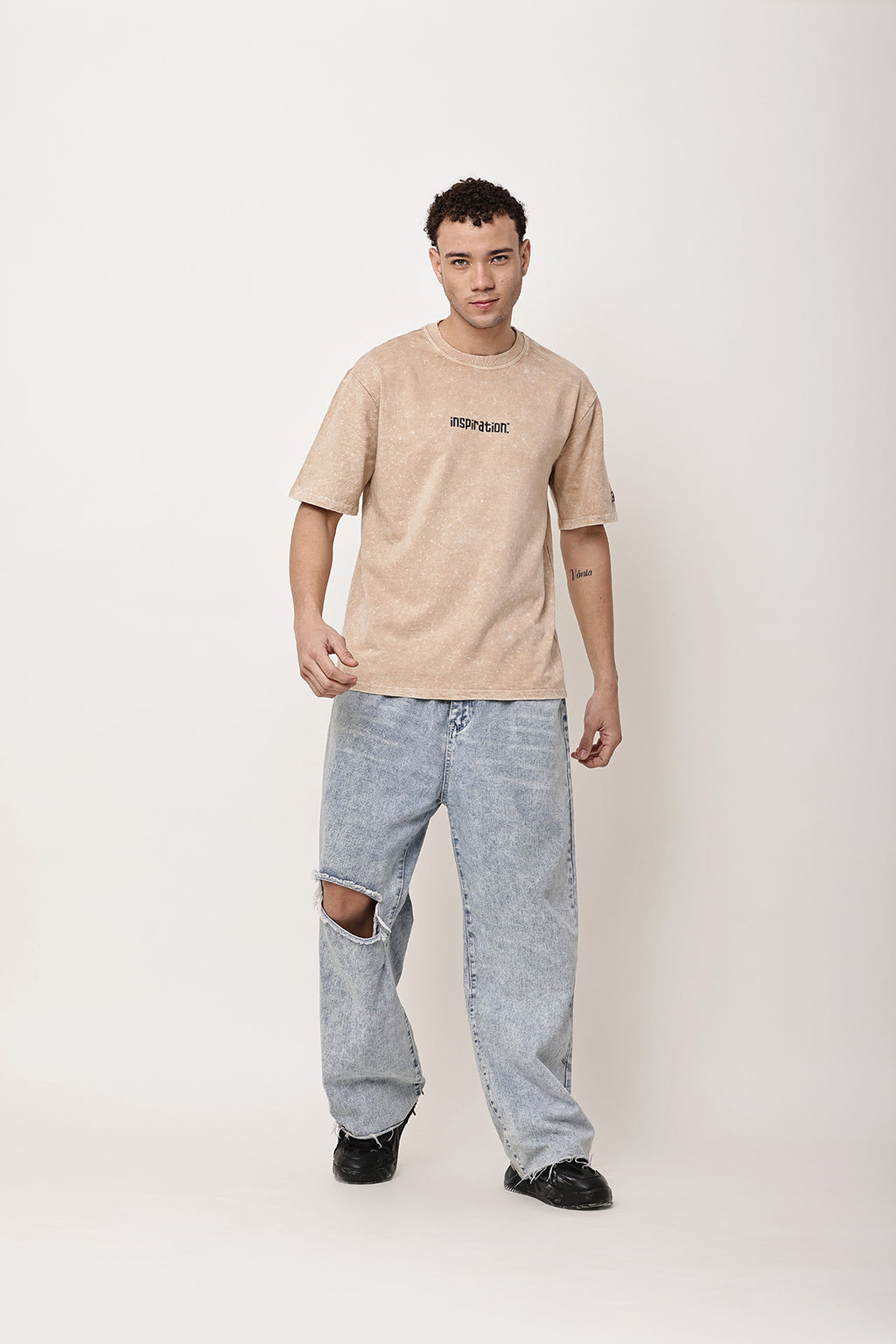 INSPIRATION Stone Washed MENS Oversized T-Shirt - GRAVELLO