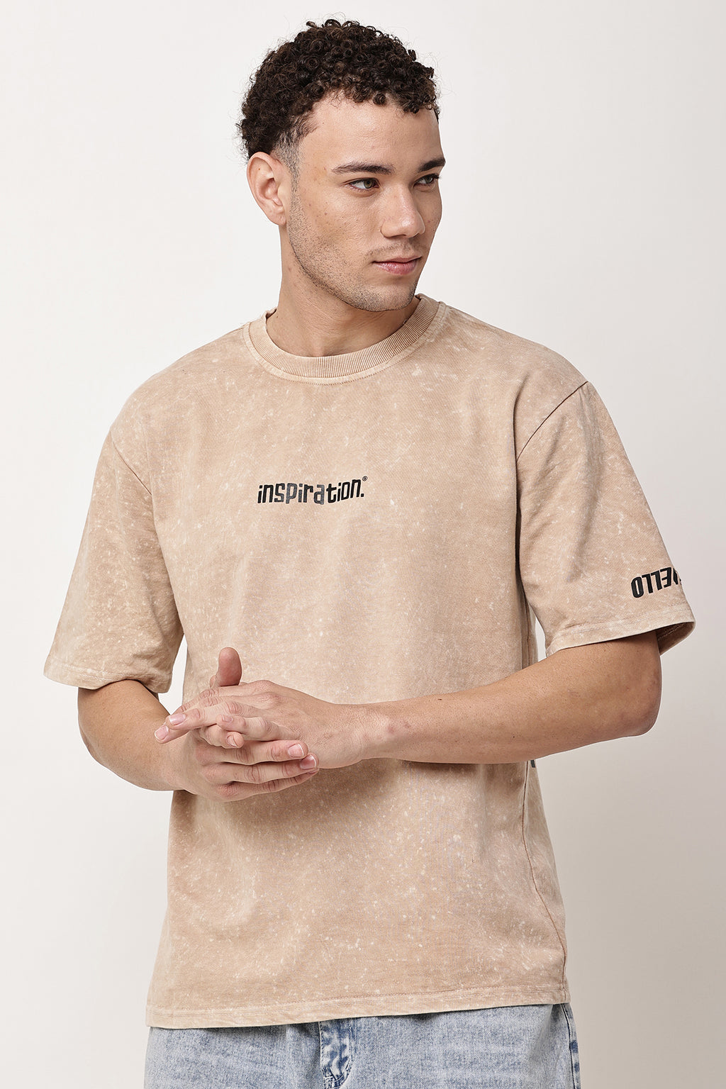 INSPIRATION Stone Washed MENS Oversized T-Shirt - GRAVELLO