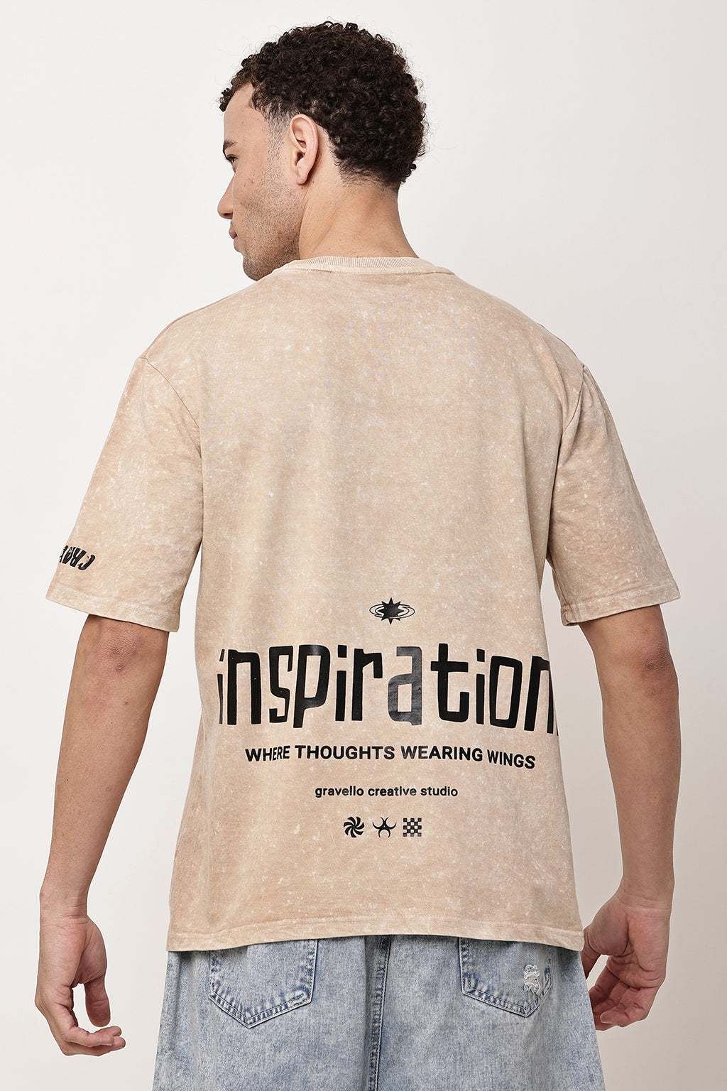 INSPIRATION Stone Washed MENS Oversized T-Shirt - GRAVELLO
