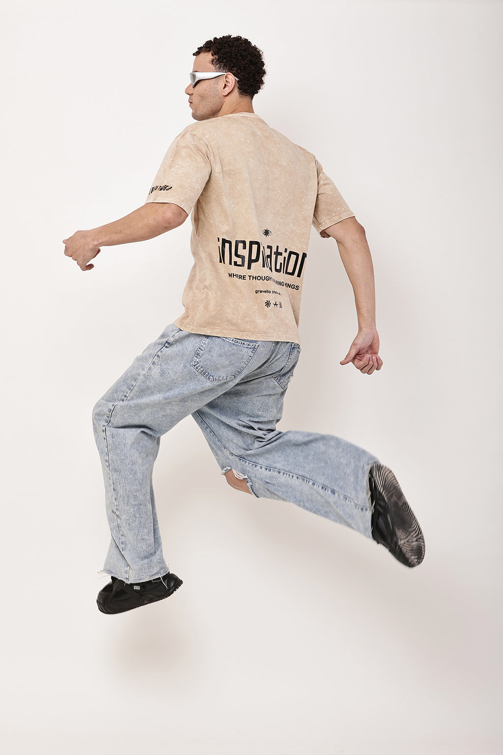 INSPIRATION Stone Washed MENS Oversized T-Shirt - GRAVELLO