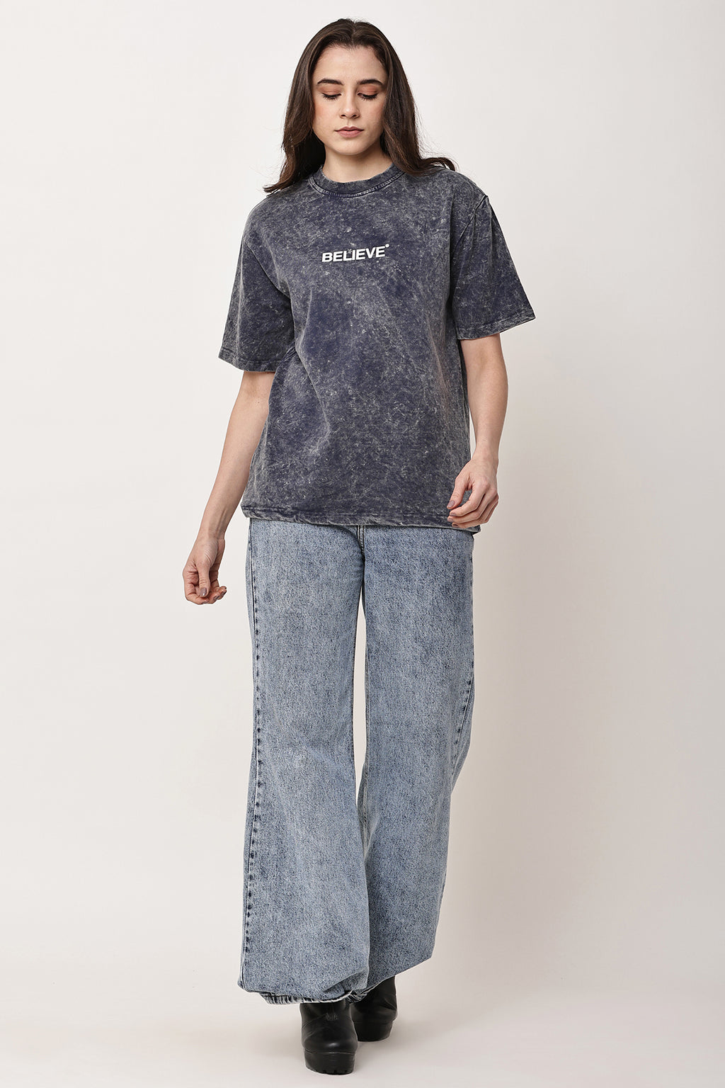 BELIEVE Washed Oversized T-Shirt