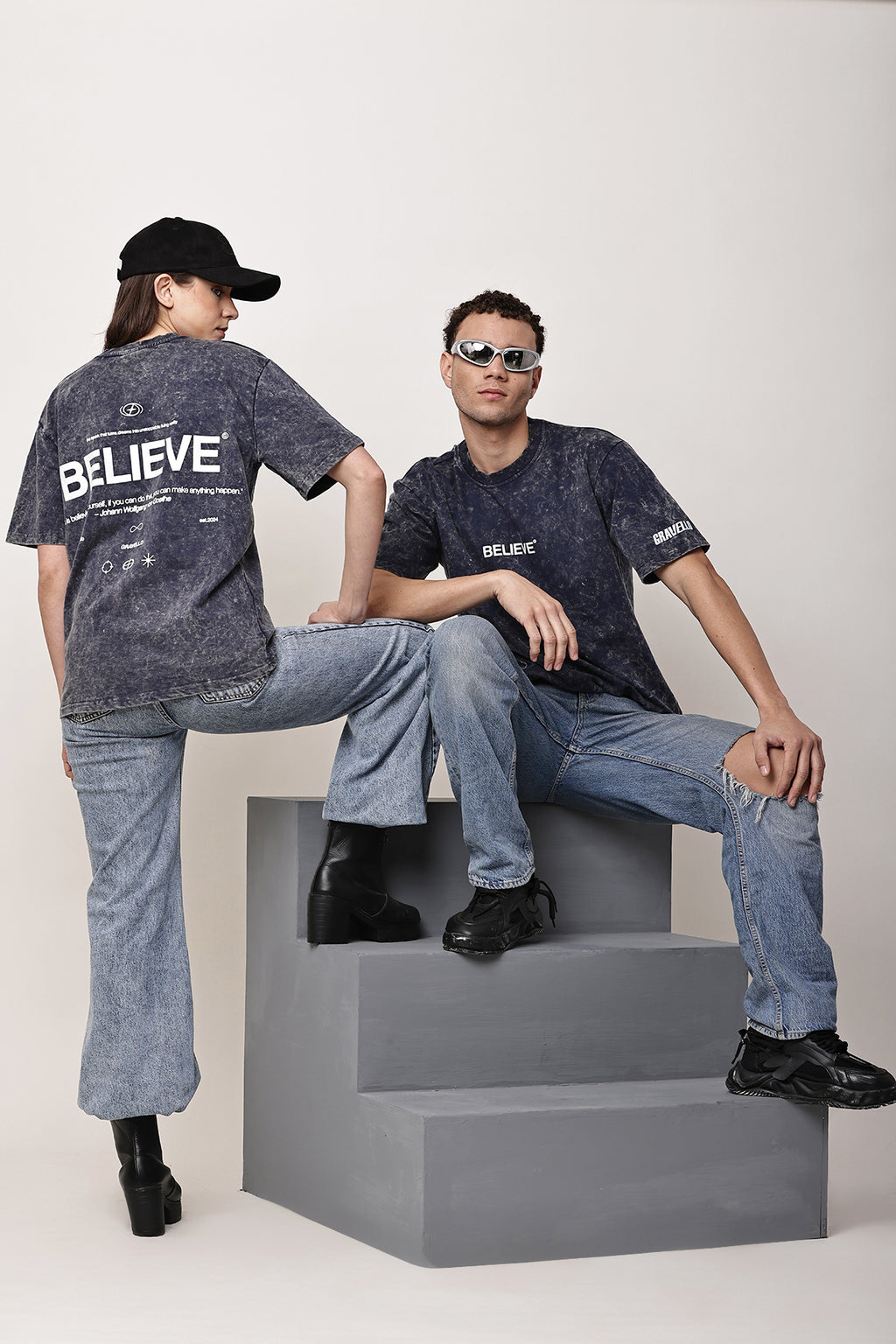 BELIEVE Washed Oversized T-Shirt
