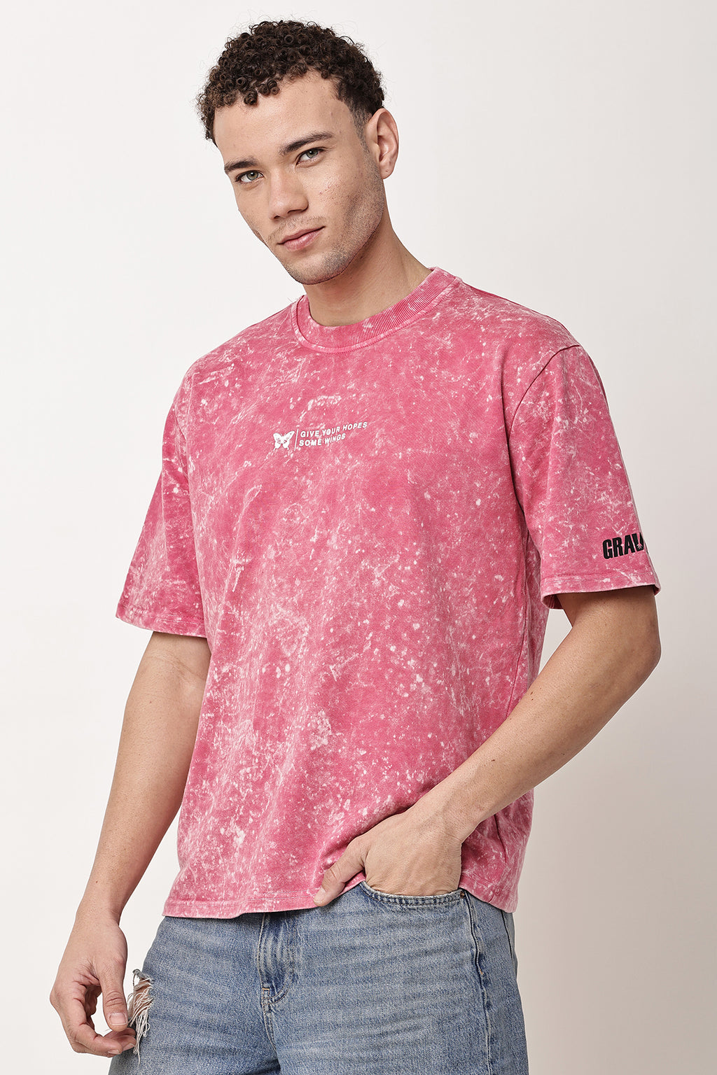 BUTTERFLY Stone Washed MENS Oversized T-Shirt - GRAVELLO