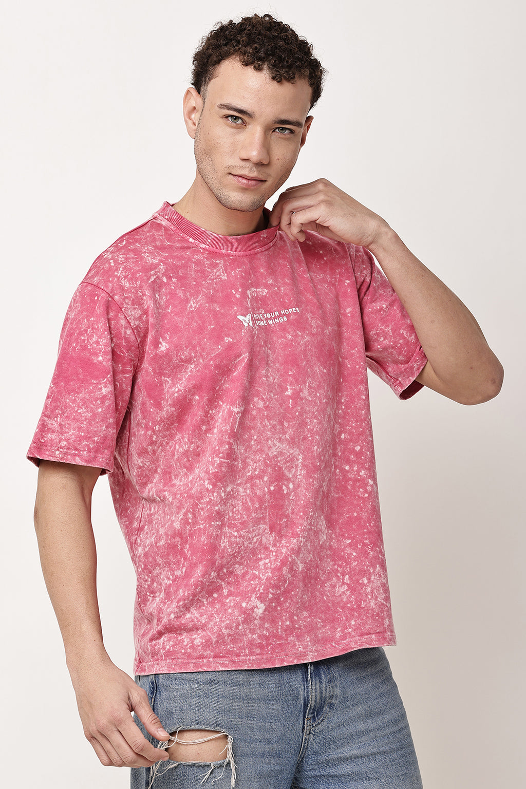 BUTTERFLY Stone Washed MENS Oversized T-Shirt - GRAVELLO
