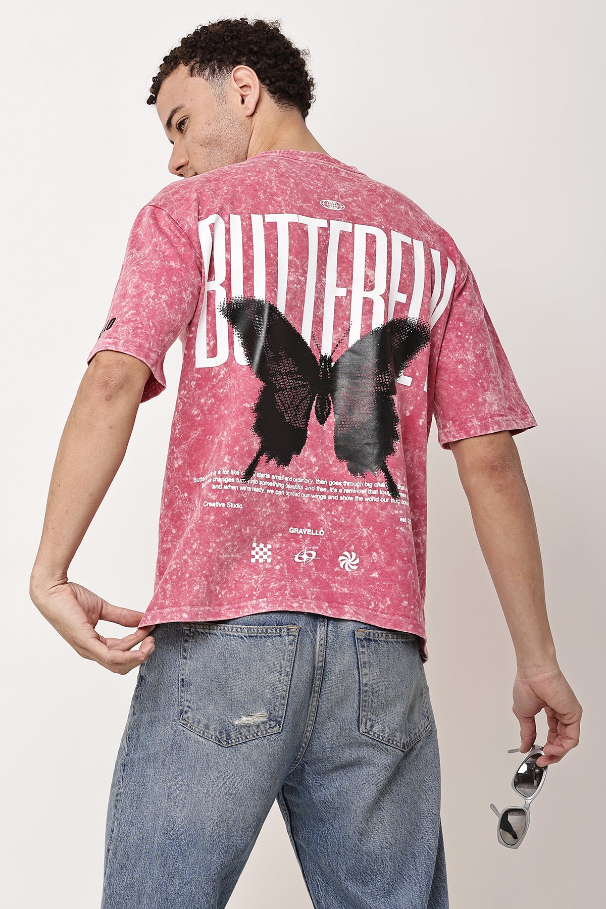 BUTTERFLY Stone Washed MENS Oversized T-Shirt