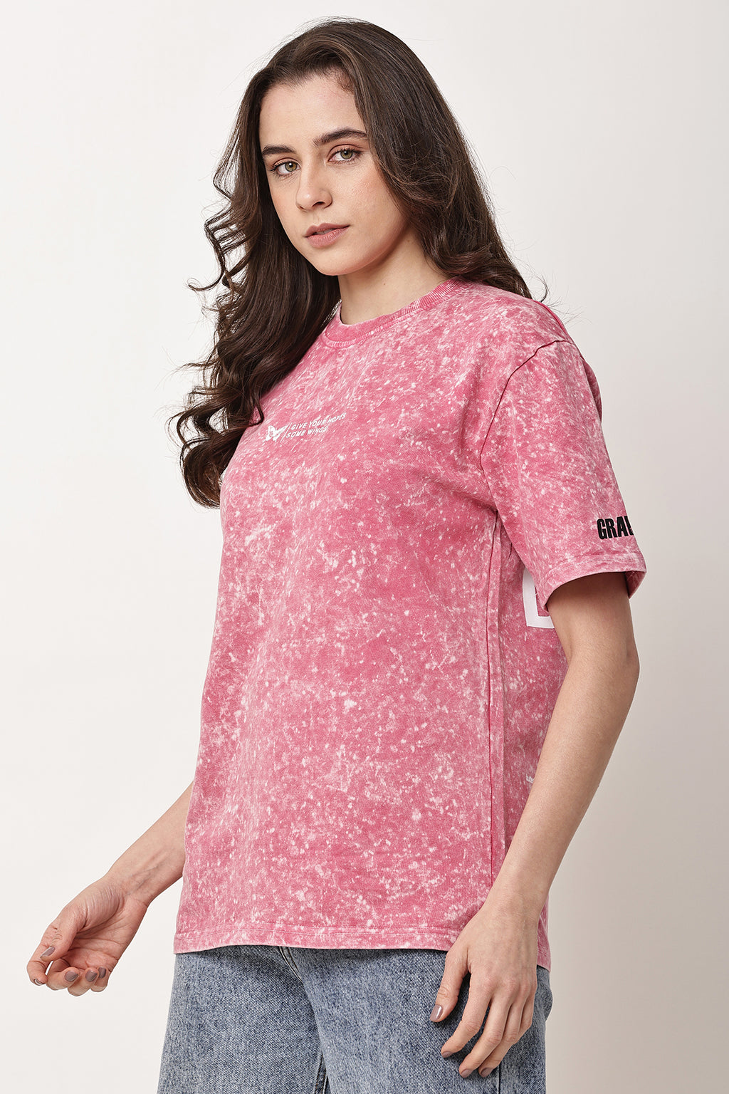 BUTTERFLY Stone Washed WOMENS Oversized T-Shirt - GRAVELLO