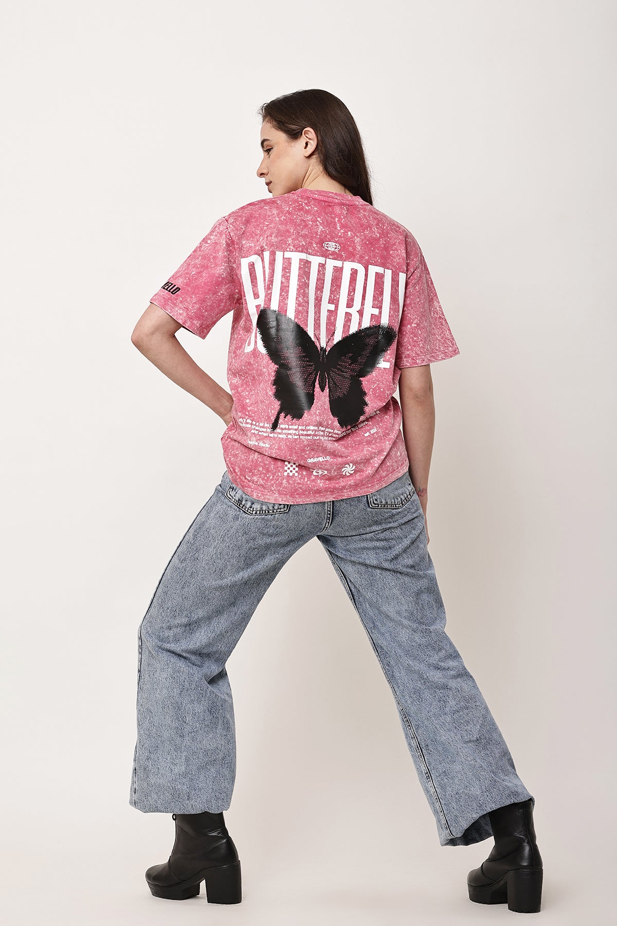 BUTTERFLY Stone Washed WOMENS Oversized T-Shirt