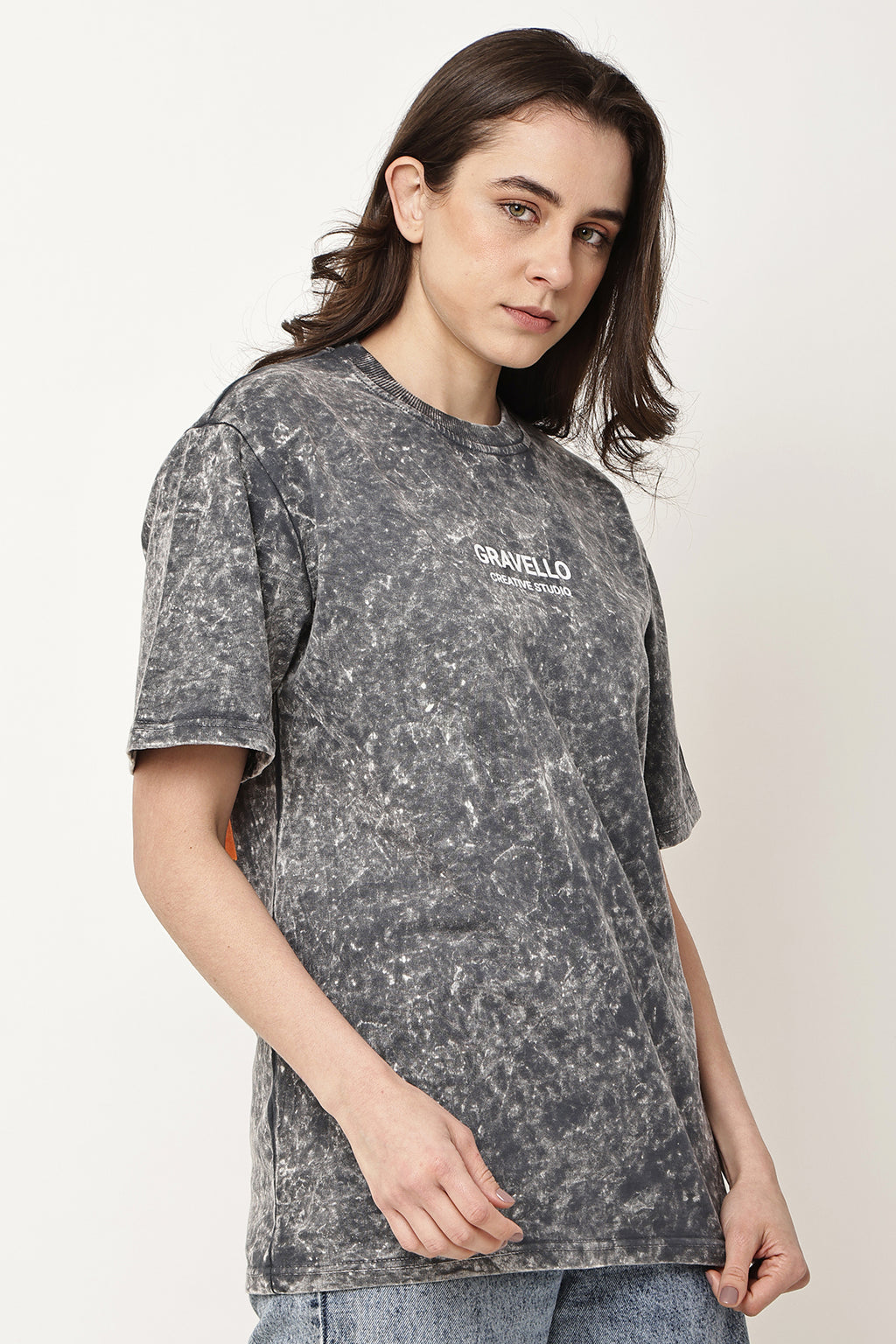 BE KIND Stone Washed WOMENS Oversized T-Shirt - GRAVELLO