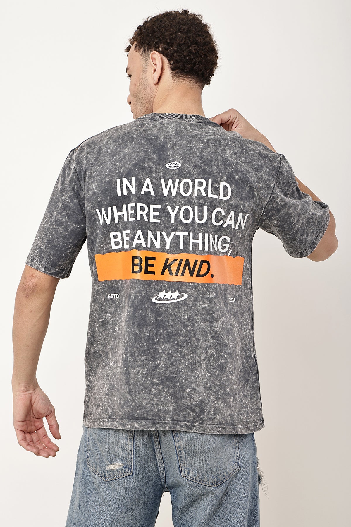 BE KIND Stone Washed MENS Oversized T-Shirt